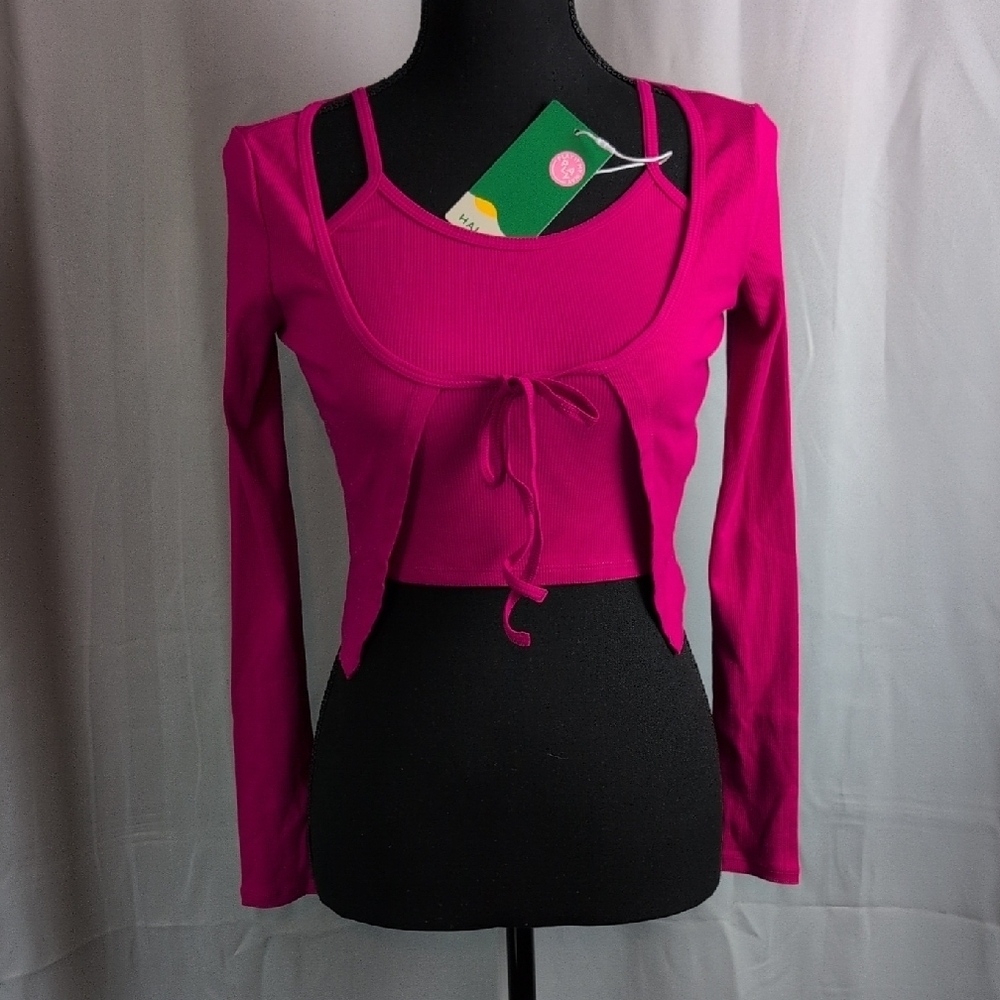 HALARA Pink‎ Tie Front 2pc Set. NWT. X-Small